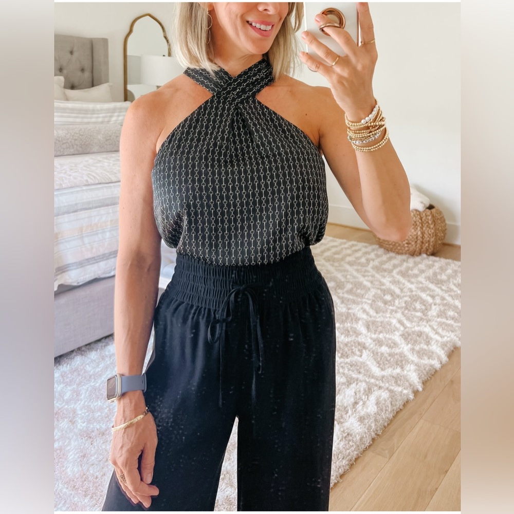 Black and White Women's Halter Top